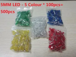 500Pcs/lot 3MM 5MM LED Diode Kit Mixed Color Red Green Yellow Blue White F3 F5 5 Values Assorted Assortment Set Diy Kits