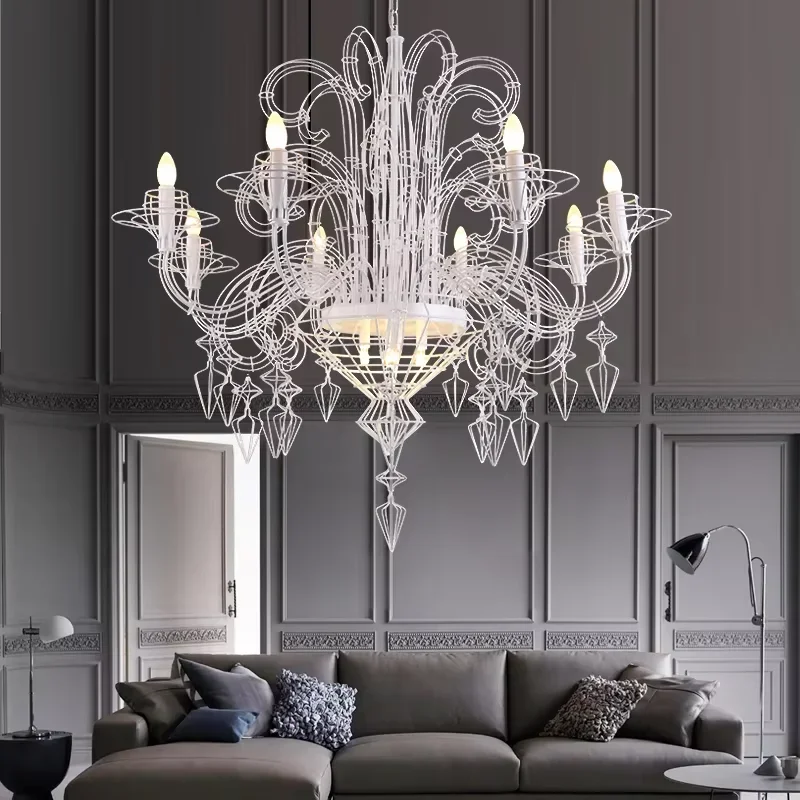 Nordic Luxury Candlestick LED Chandelier Villa Attic Living Room Restaurant Bedroom Hotel Art Pendant Lamp Home Decor Lighting