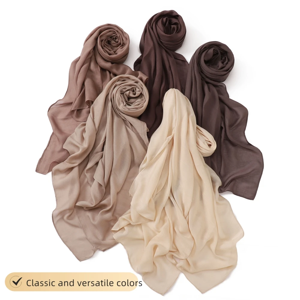 Single Stich Modal Cotton Hijab High Quality Thin Rayon Scarf Premium Plain Solid Long Shawls Muslim Women Soft Headscarf