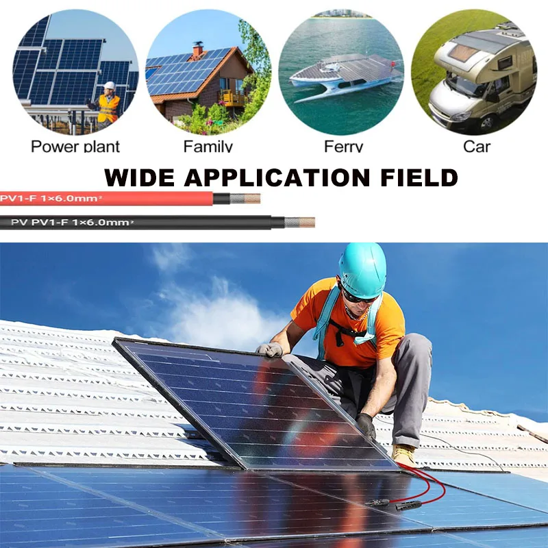 Solar Panel Wire 16/14/12/10awg Tin Copper PV Wire Solar Extension Cable For Outdoor Car RV Boat Marine Solar Panel