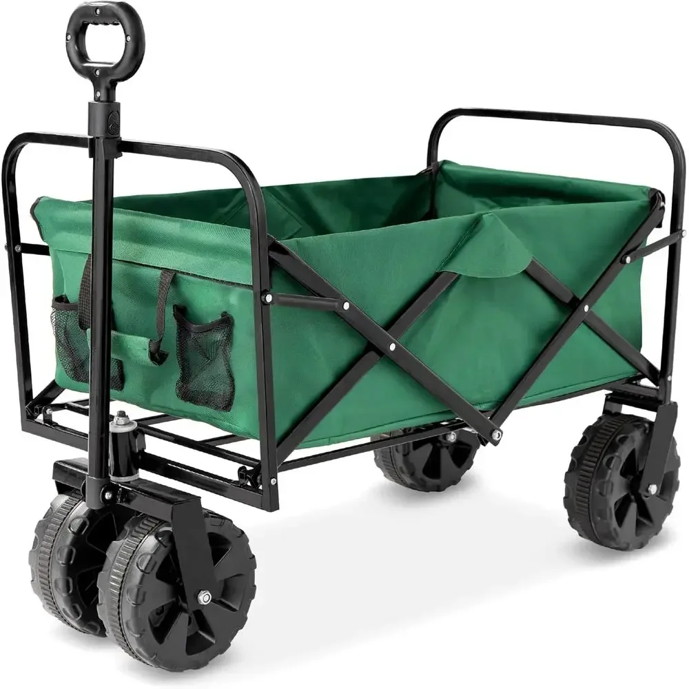 

Collapsible Utility Wagon with 360-Degree Wheels, Adjustable Handle, 150lb Capacity - Green