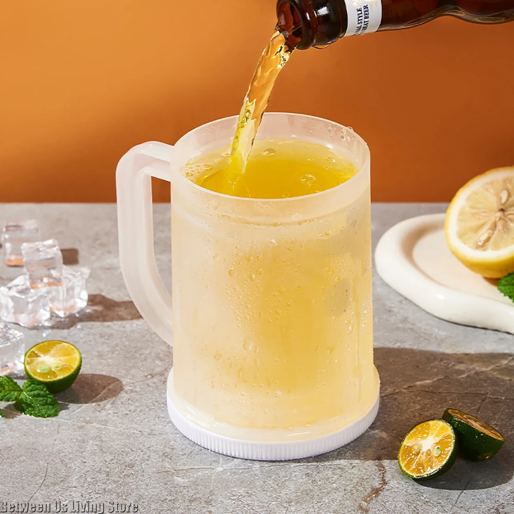 Полупрозрачная двухслойная кружка для льда, стаканы для пивных чашек, без утечек, без разбавления для жаркого летнего дома Полупрозрачная двухслойная кружка для льда, стаканы для пивных чашек, без утечек, без разбавления для жаркого летнего дома