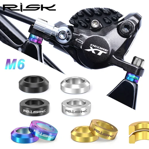Imagen 1 del producto Espaciador de pinza de freno de bicicleta RISK M6, tornillos de titanio para bicicleta, arandela de junta, abrazadera de freno, pernos espaciadores para bicicleta de montaña bmx