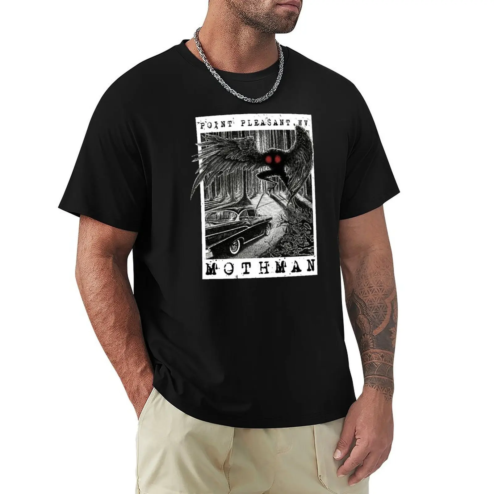 Mothman Encounter - Point Pleasant, WV Cryptid Gift T-Shirt Anti-Fade Casual Tee Shirt