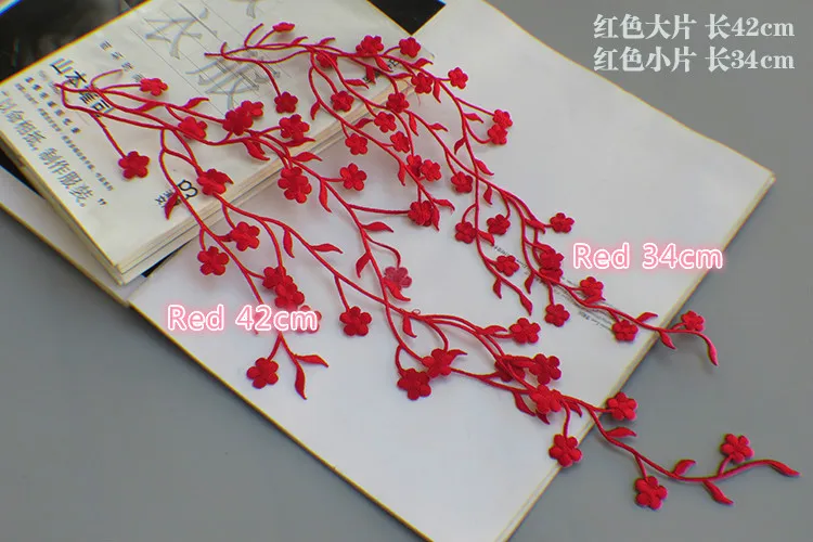 1 Stück Spitze Patch DIY Gold Silber Pflaumen blüte Stickerei Blumen applikation Stoff Aufkleber Kleidung Hochzeits dekoration ironisch – Detail 8