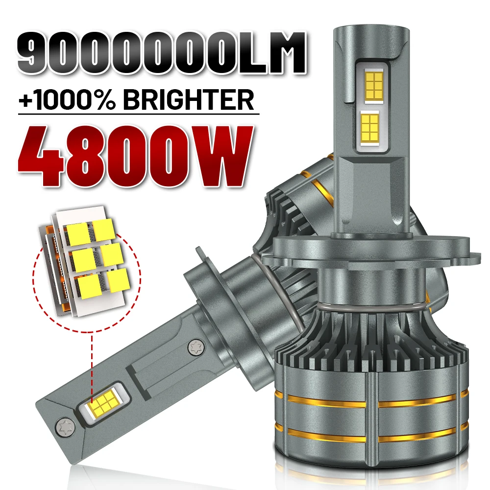 

4800W 9000000LM H7 H4 H11 Led Headlight 7535 CSP Canbus H1 H3 H8 9005 HB3 9006 HB4 9012 HIR2 9007 H13 Car Turbo Light 6000K 12V