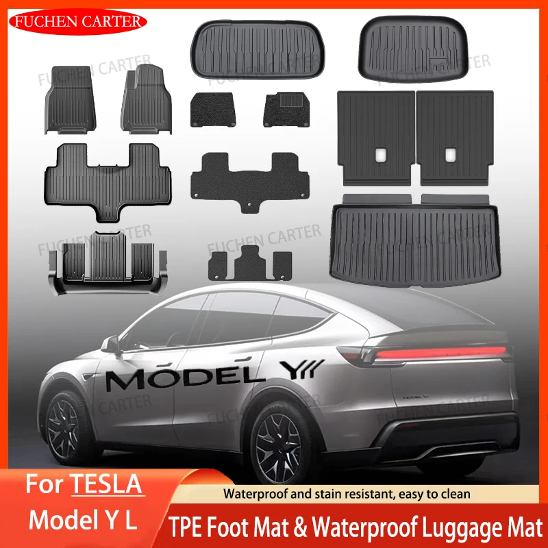 

For Tesla New Model YL 2026+ TPE Car Floor Mats Cargo Liner Trunk Mats Backrest Kick Pads Protection Car Interior Accessories