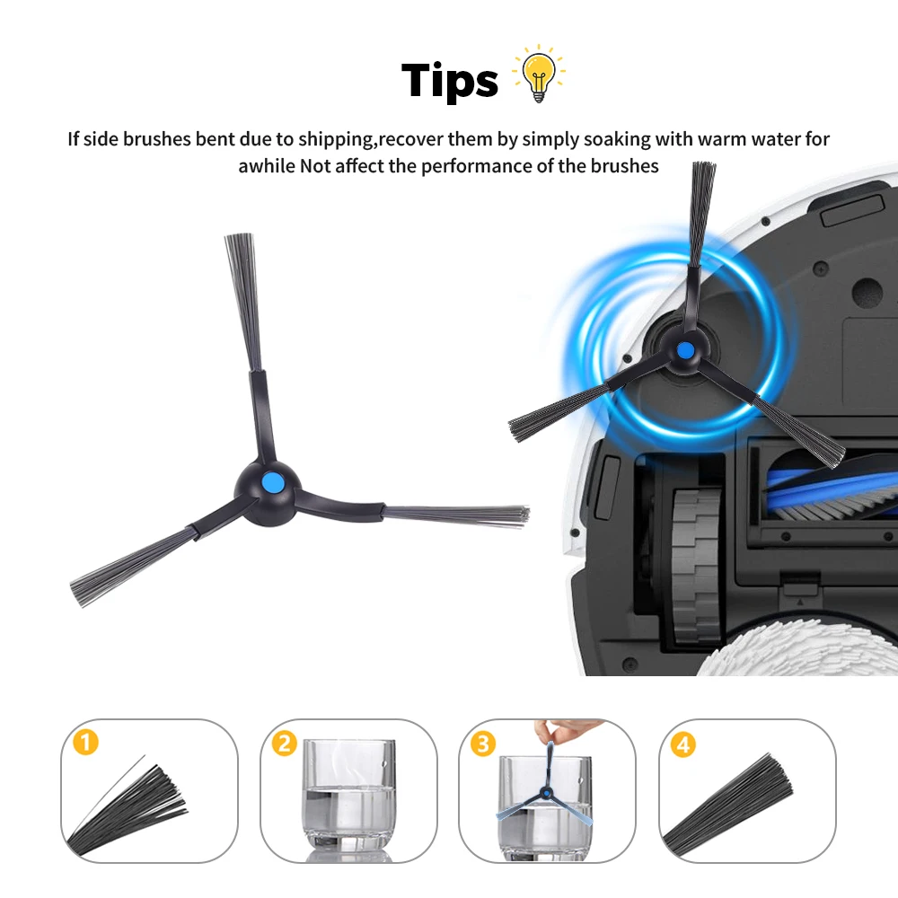 فرشاة جانبية لـ Ecovacs T50 Pro T50 OMNI T50 Pro Omni X8 Pro Omni X8 PLUS قطع غيار المكنسة الكهربائية الروبوتية