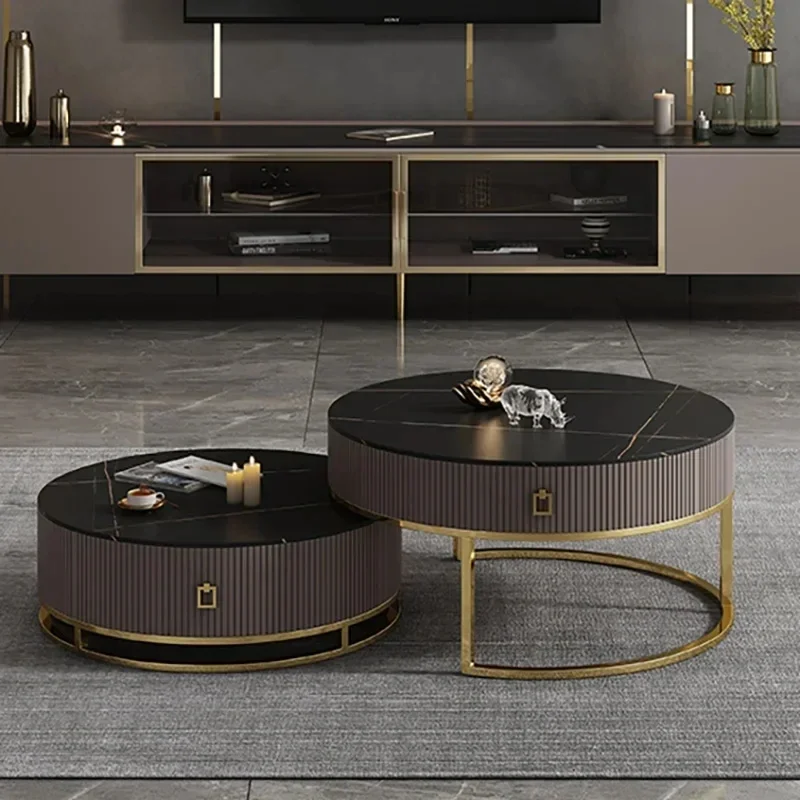 Trendy Luxury Coffee Tables Nordic Glamour Metal Minimalist Coffee Tables Unique Round Table Basse De Salon Home Furniture