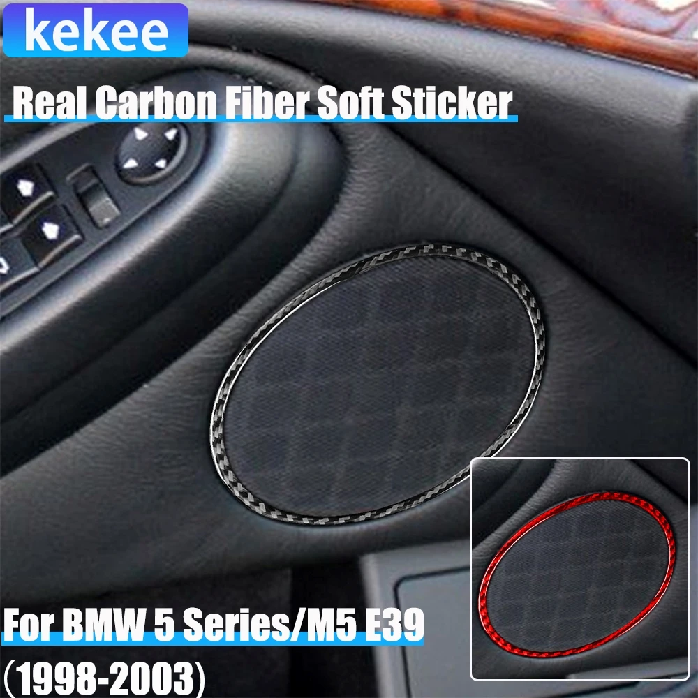 

Real Carbon Fiber Car Accessories Door Speaker Ring Cover Soft Sticker For BMW 5 Series/M5 E39 1998 1999 2000 2001 2002 2003