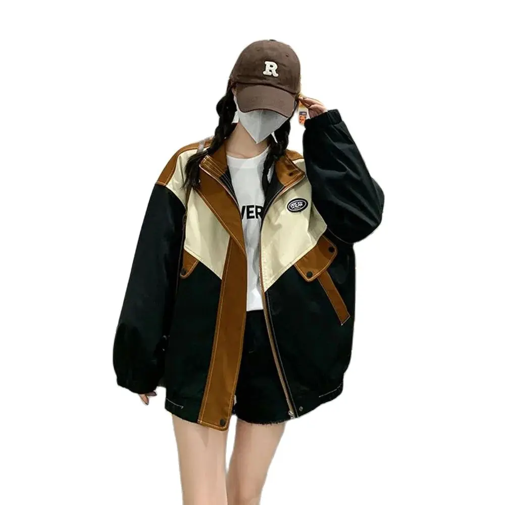 

2024 Spring and Autumn New American Casual Baseball Dress Women's Fashion Loose Joker Retro Jacket Casual Coat Tide