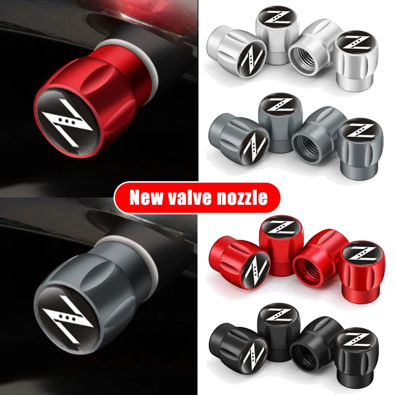 4pcs Dustproof Car Tire Valve Caps Wheel Rim Stem Covers for Nissan Z Logo 370Z Almera Elgrand Juke Livina Sylphy Tiida X-Trail