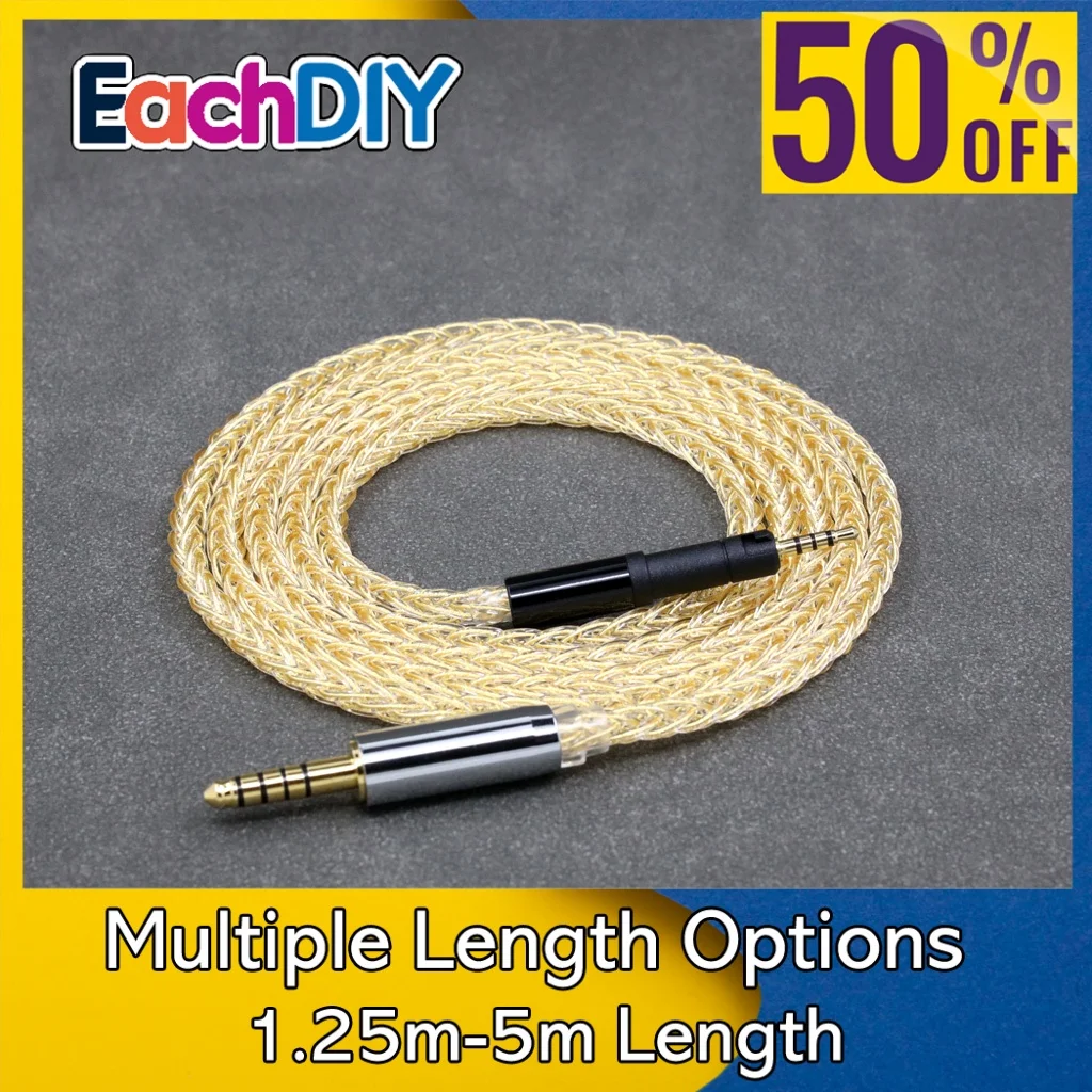 

8 Core 99% 7n Pure Silver 24k Gold Plated Earphone Cable For Sennheiser HD599 HD569 HD 560S HD559 hd560s 8440