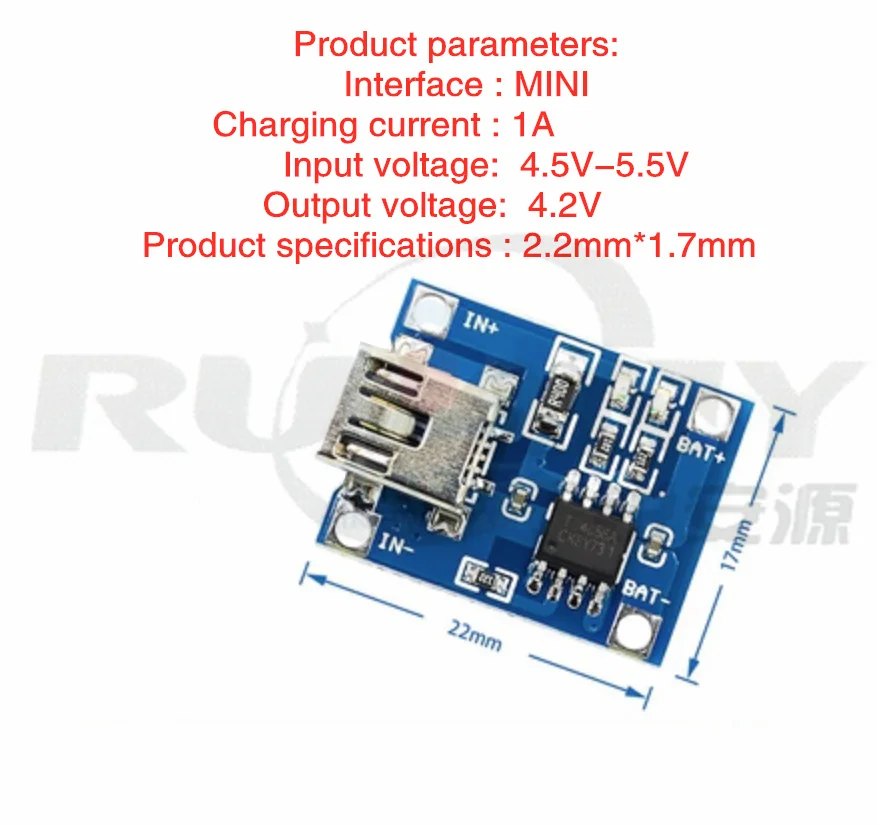 TP4056 | 18650 lithium battery 3.7 v to 3.6 v to 4.2 v lithium battery plate 1 a through put protection