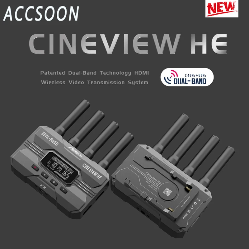 Accsoon CineView HE Wireless Camera Transmitter Receiver Kit Type-C HDMI-Compatible 2.4G hz 5G hz Dual band Transmission