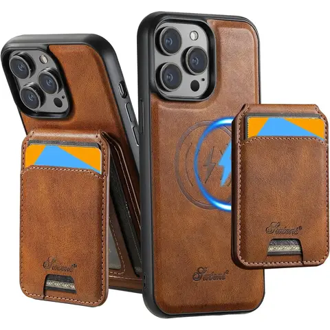 2-in-1 Detachable Magnetic Card Case with Stand for iPhone 15 & 16 Pro Max