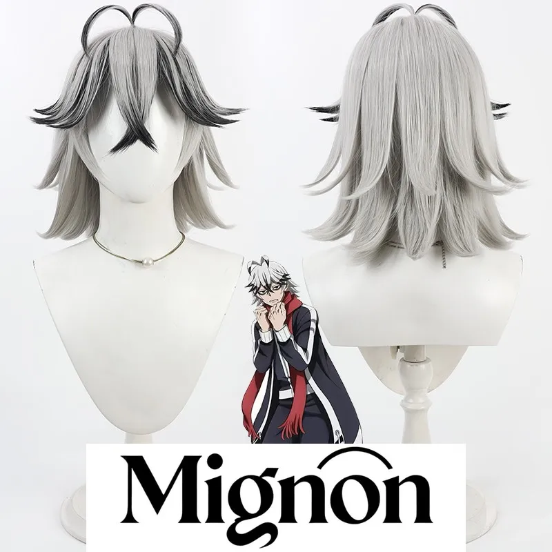 

Персиковый сад, темный призрак, хирургический парик для косплея Rikuro, серебристо-белый, мелирование, черная имитация кожи головы