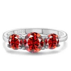 Luxury  925 Sterling Silver  ring  for charm lady with 2 carat red color moissanite Pass Diamond Test Wedding Fine Jewelry gift