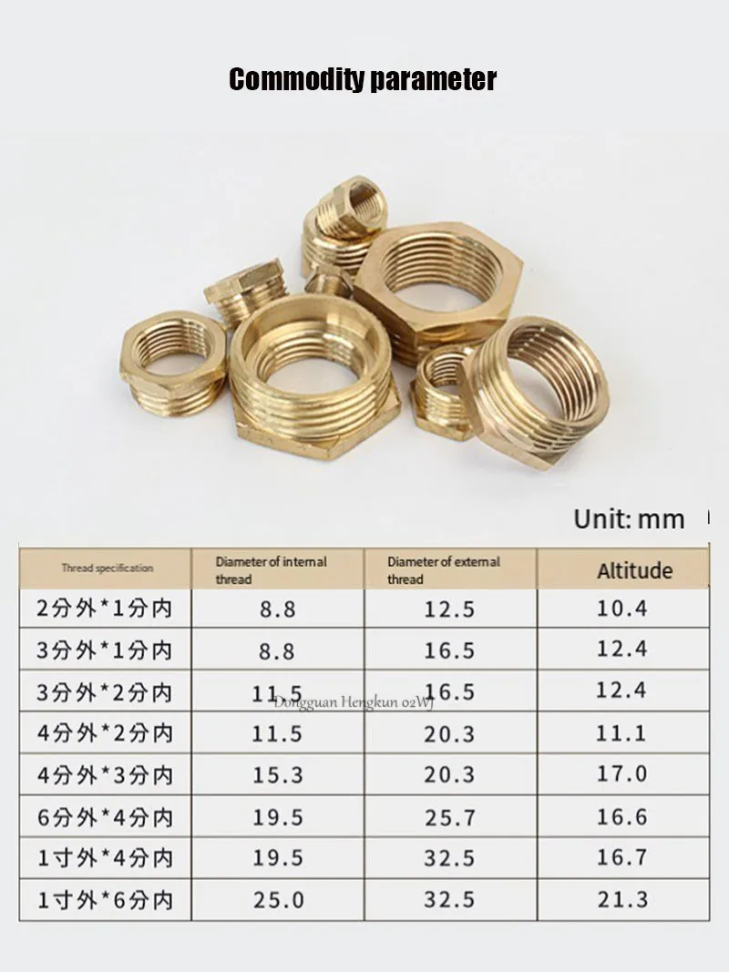 2-teilige Messing-Sechskantbuchsen-Reduzierrohr verschraubung 1/2 1/3 2/3 4-6/g1 bis m Gewinde reduzierender Kupferwassergasadapter-Kupplungs stecker