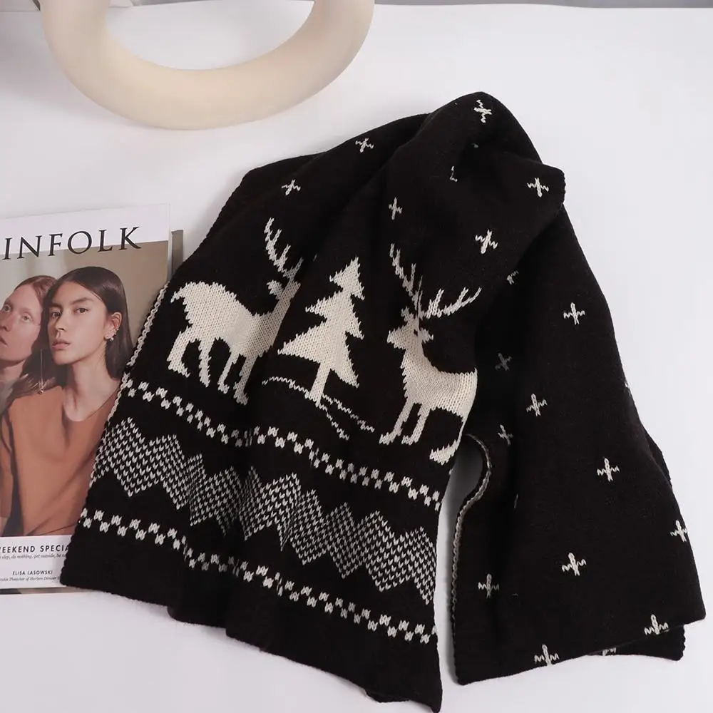 

Deer Christmas Scarf Plush Cashmere Shawl Wool Knitted Scarf Korean Style Scarves Wool Scarves Winter Cashmere Scarves Student