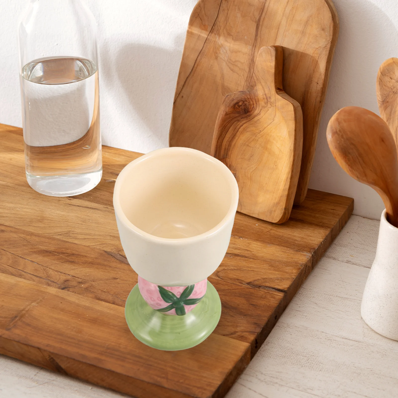 

Ceramic Fruit High Footed Goblet Cute Kawaii Cream Dessert Cup Coffee Tea Milk Mug Kawaii Strawberry Cup