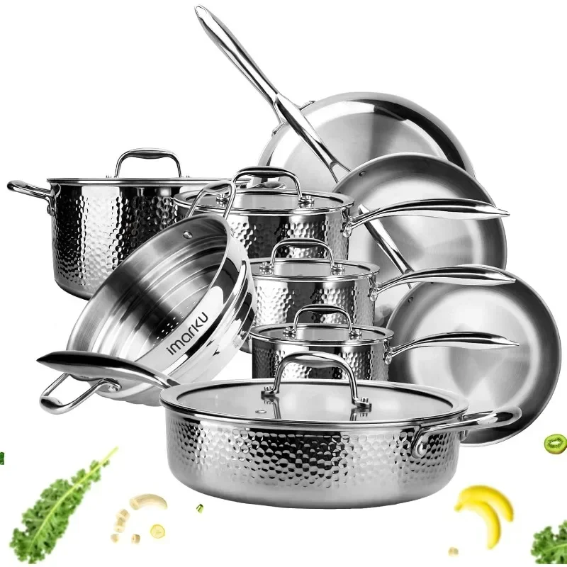 

Stainless Steel Pot Set, Professional Induction Cooker Kitchen Cookware Set, Suitable for Oven and Dishwasher Kitchen,Dining