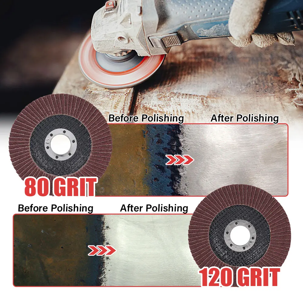 4.5인치 플랩 디스크 40-120 그릿 연마 디스크 4 1/2 다양한 샌딩 연마 휠 알루미늄 산화물 연마 휠