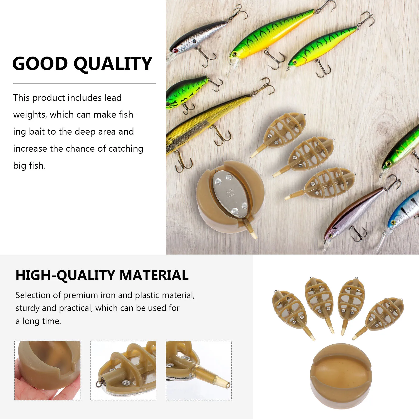 

Portable Fishing Feeder Cage Bait Carrier Hollow Design to Prevent Falling Off Attract Big Fish Deep Water Fishing
