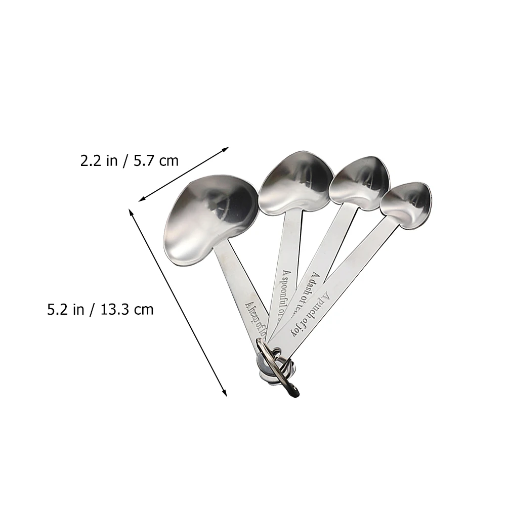 

Measuring Spoons Set Stainless Steel Heart Shape Baking Tools For Kitchen Spice Sugar Salt Wheat Storage Ring