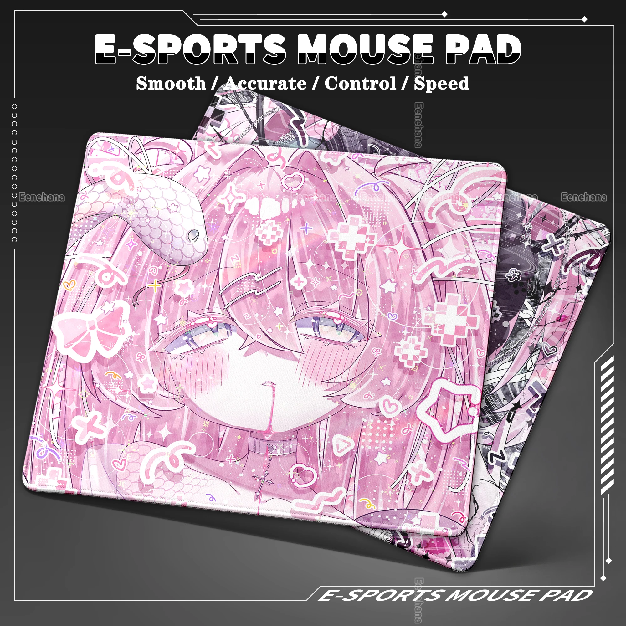 地雷型ピンクリーアニメガールマウスパッドかわいいロリータスタイル女の子防水デスクマットオフィスアクセサリー-400-×-450-pc-拡張パッド