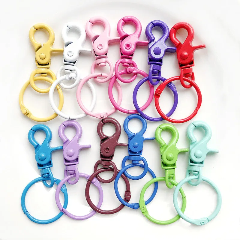 10 stücke bunte Hundes chnalle Schlüssel bund Karabiner verschluss Haken mit runden Schlüssel ring DIY Schmuck machen Schlüssel ring Zubehör Großhandel