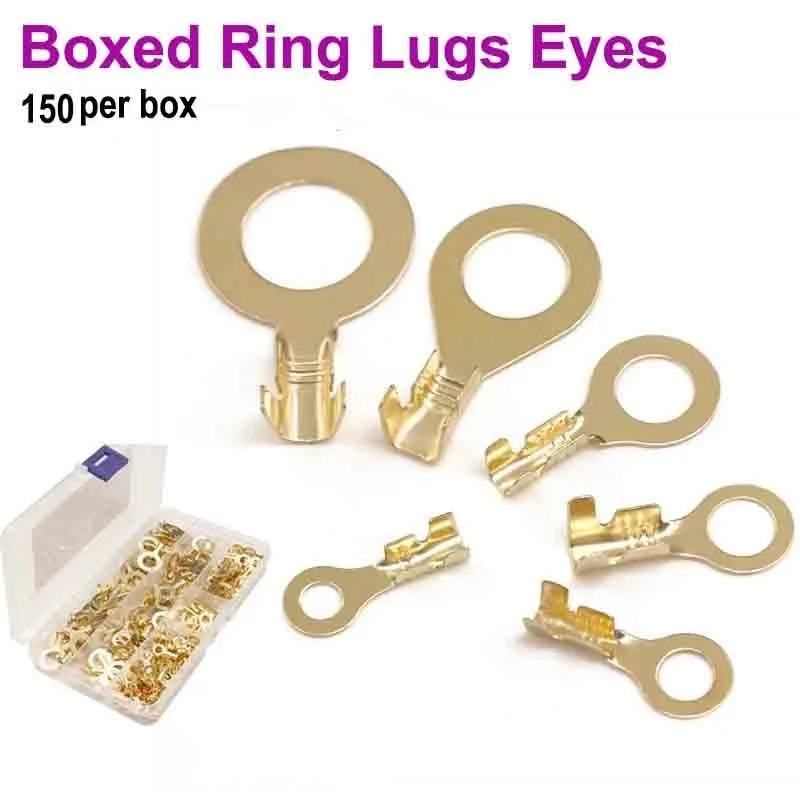 M3/M4/M5/M6/M8/M10 Ring Lugs Eyes Copper Crimp Terminals Cable Lug Wire Connector Non-insulated Assortment Kit