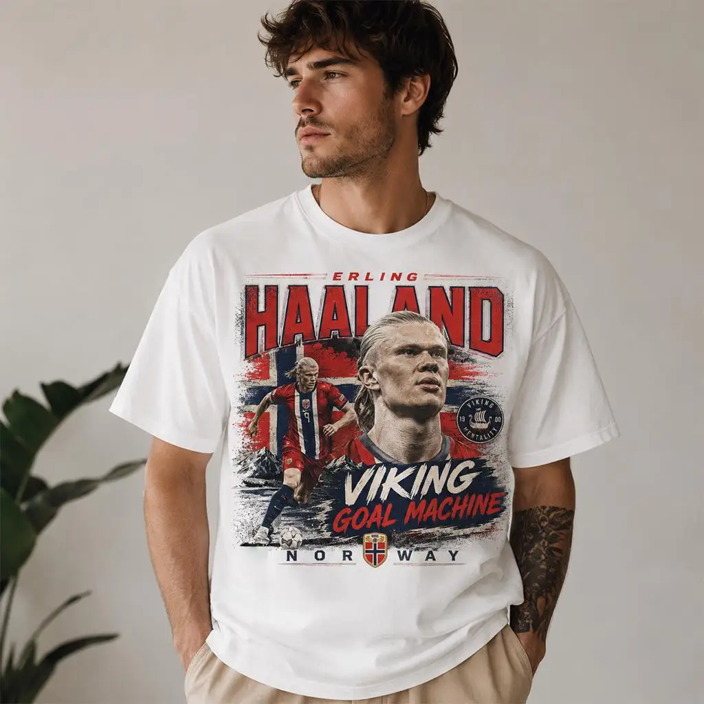 T-Shirt Soccer Viking Player Graphic 2026 New Unisex His and Hers Retro Style Streetwear Vintage Football Star Norway Fan Casual