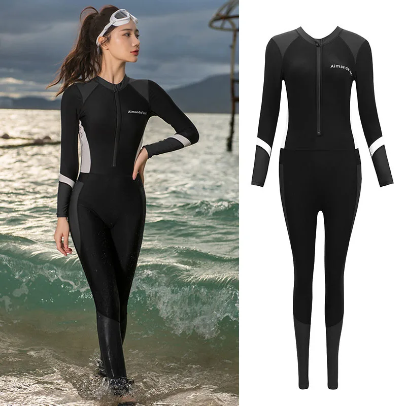 Dive Skins Full Body Swimsuit Rash Guard Sun UV Protect UPF50+ for Women Adult, Long Sleeve Swimwear One Piece Quick Dry Sunsuit