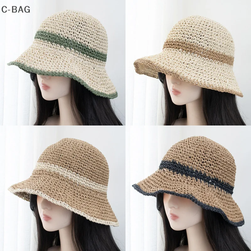 

Japanese Small Fresh Straw Hat Summer Outing Beach Sunblock Hat Hollow Breathable Shade Fisherman Hat