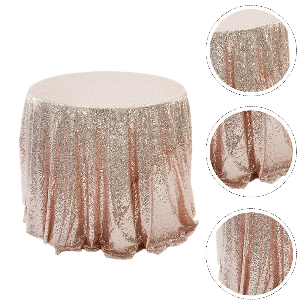 

1Pcs Rose Gold Sequin Embroidered Tablecloth Decorative Wedding Table Cover Round Tablecloth Stylish Event Decor