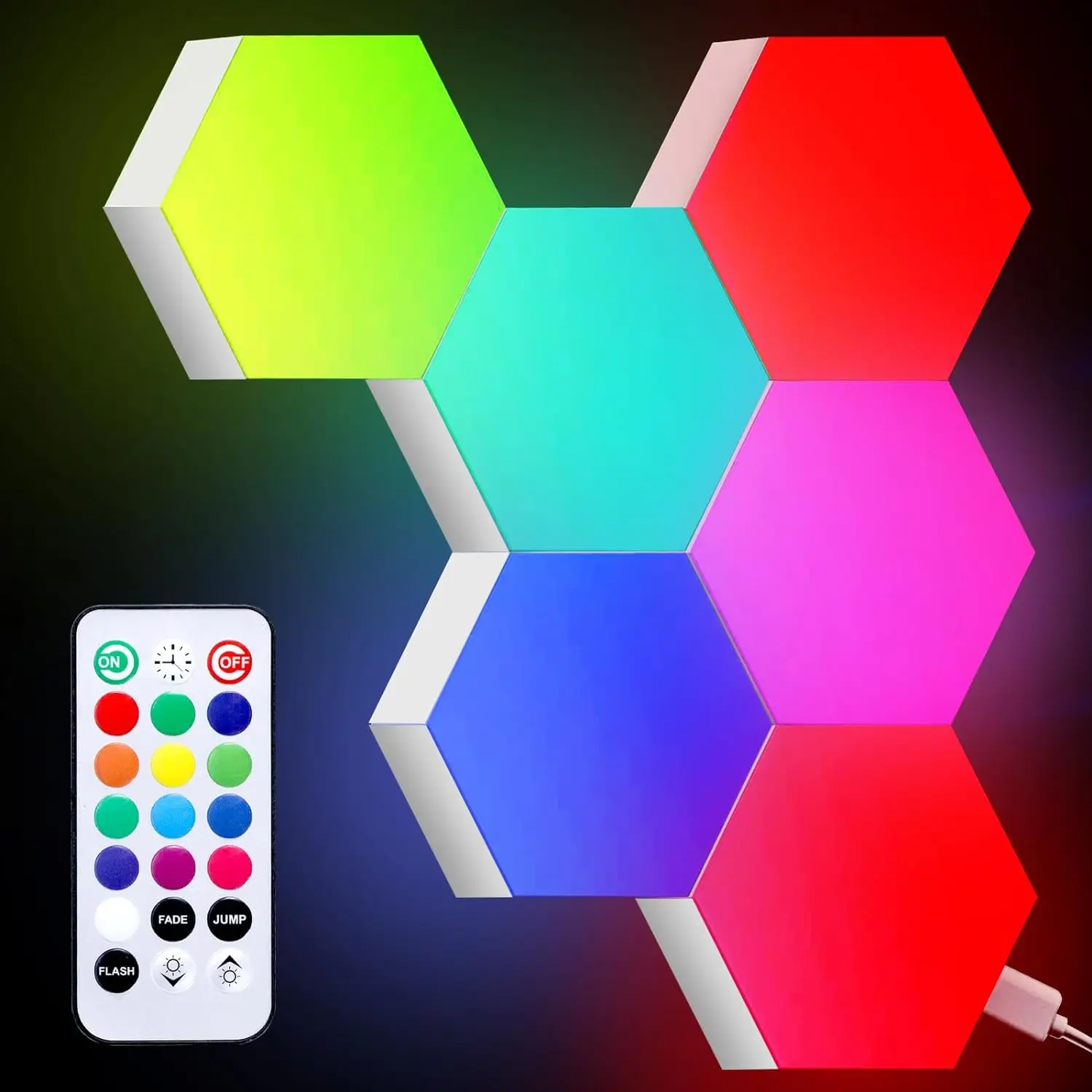 Remote controlled Quantum Touch Modular hexagons Wall lamp RGB Led Hexagonal Night Light Touch Sensitive DIY Wall-mounted light