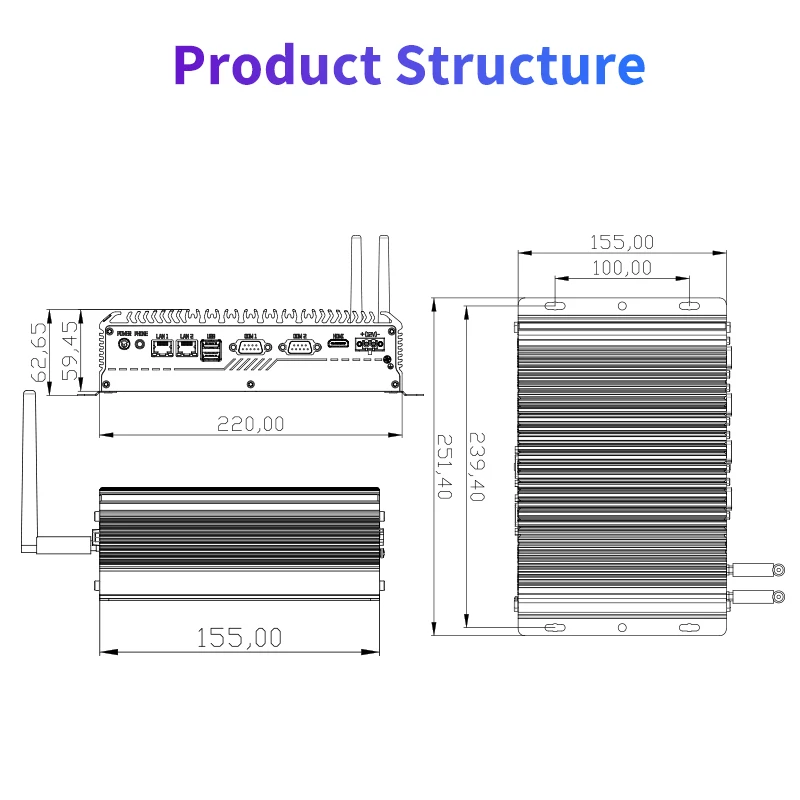 كمبيوتر Windows Win 11 الصناعي بدون مروحة كمبيوتر صغير بدون مروحة J1900 I5 7200U 1235U X86 Pc Mini Nuc بدون مروحة كمبيوتر صناعي مدمج