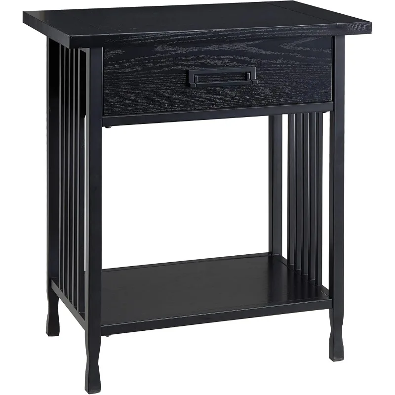 

Ironcraft Rustic Hall Console, Mission Oak and Black, Night Stand