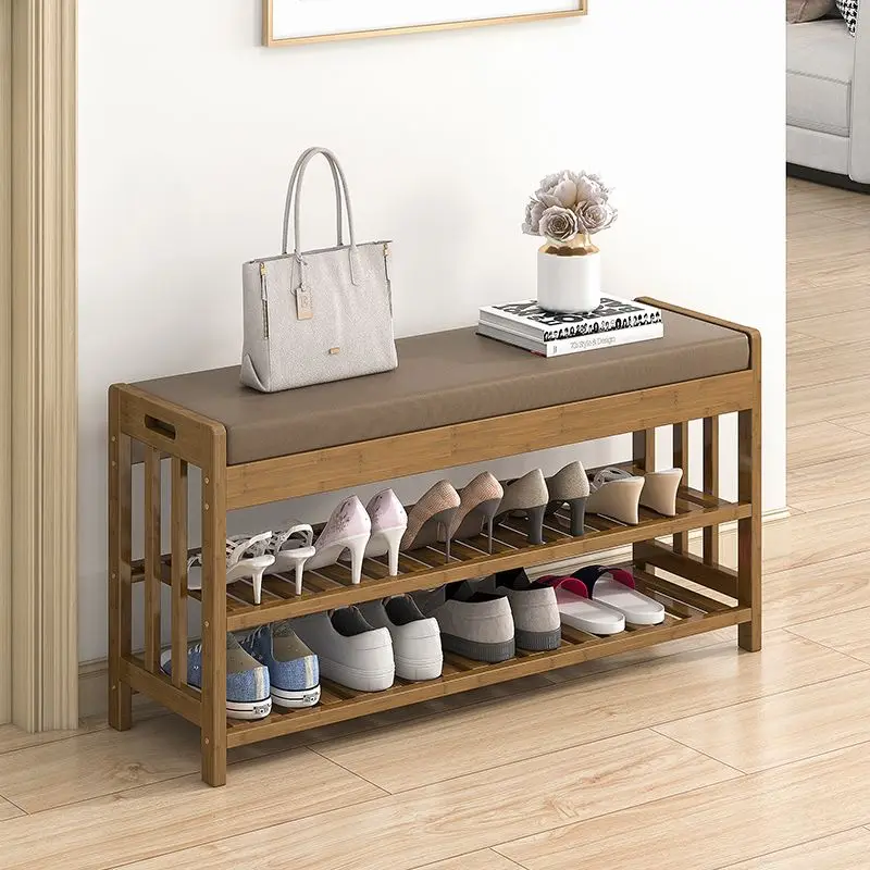 

Bamboo Shoe Change Stool Simple Modern Home Doorway Shoe Cabinet Stool Can Sit Wear Shoe Stool Multi-functional Bench Furniture