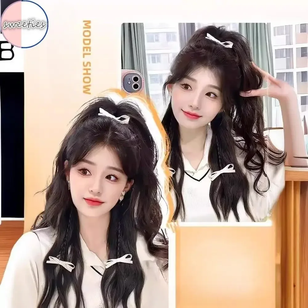 女性のための蝶ネクタイクリップ、合成ポニーテールウィッグ、女性のバレエヘアエクステンション、ハイローセット、ボクサーシミュレーション、y2k