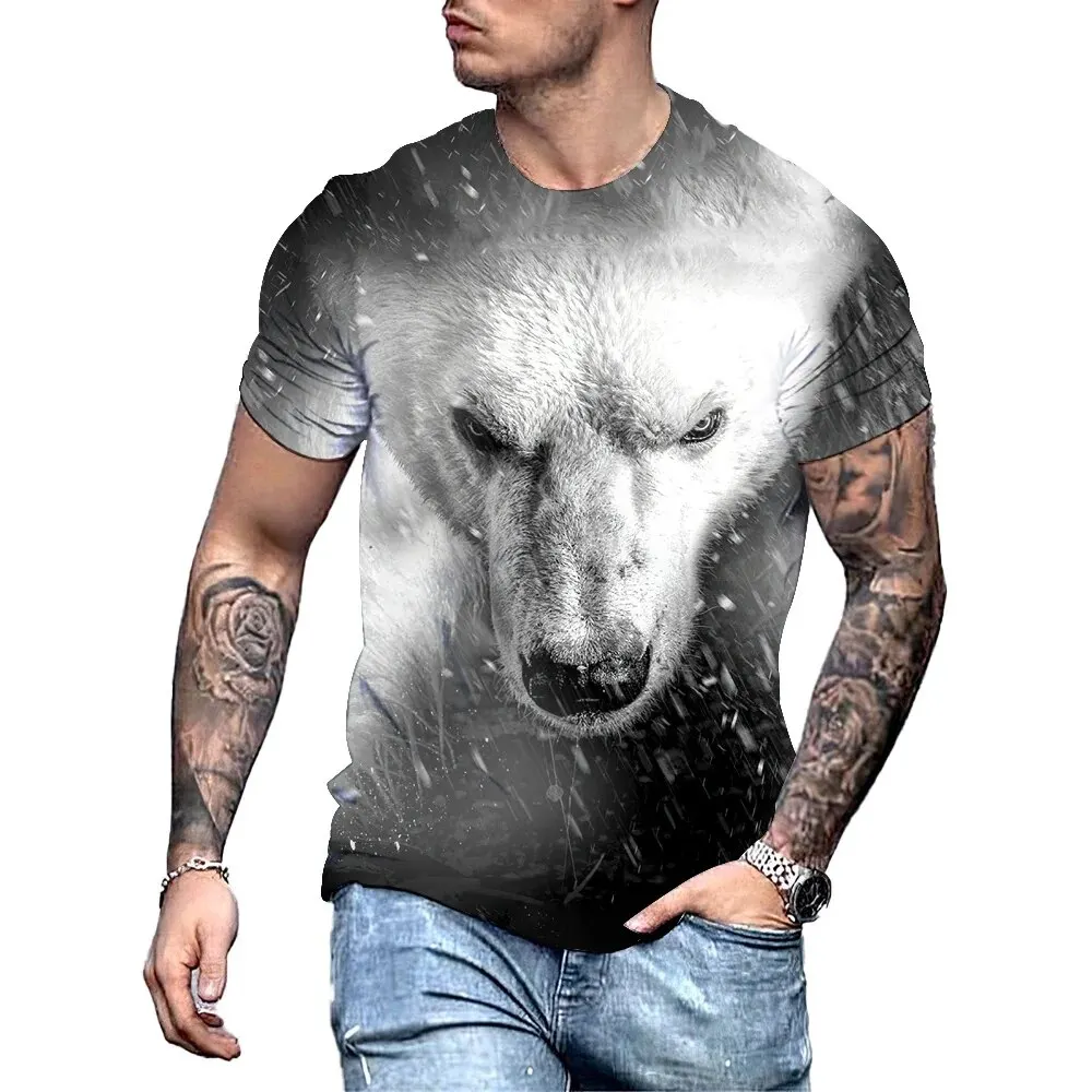 Summer Bear 3D Print T-Shirts Streetwear Casual Men Women Fashion Oversized Short Sleeve T Shirt O-Neck Kids Tees Tops Clothing