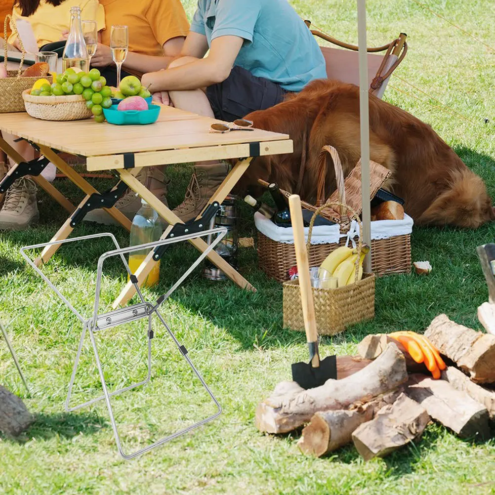 

Foldable Camping Case Stand Stainless Steel Insulated Cooler Holder Portable Picnic Box Rack Outdoor Storage Frame For Hiking