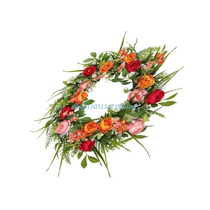 

N5KC Peony Wreath Spring Wreath,Peony Valentines Wreath for Indoor Outdoor Decor