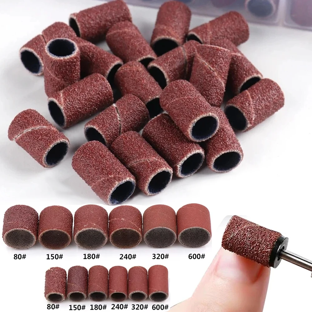 Sanding Cap Bands 80 120 150 180 240 320~600 Grit Sanding Bands Drum Sleeves Bits Kit Accessories For Electric Manicure Machine