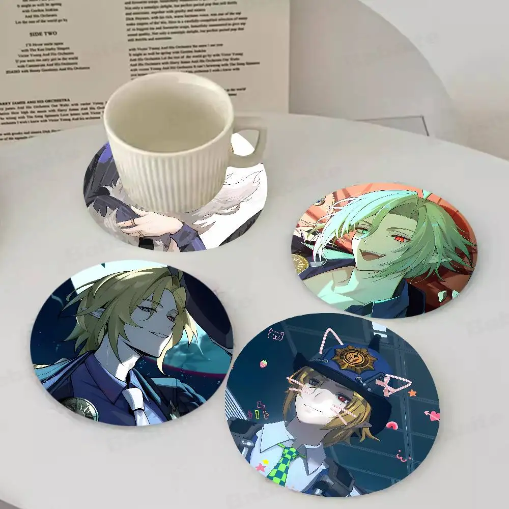 

Zenless Zone Zero Hugo Round Coasters Insulated Durable Cups Coffee Coaster Plate Mats Home and Decoration Kitchen Utensils