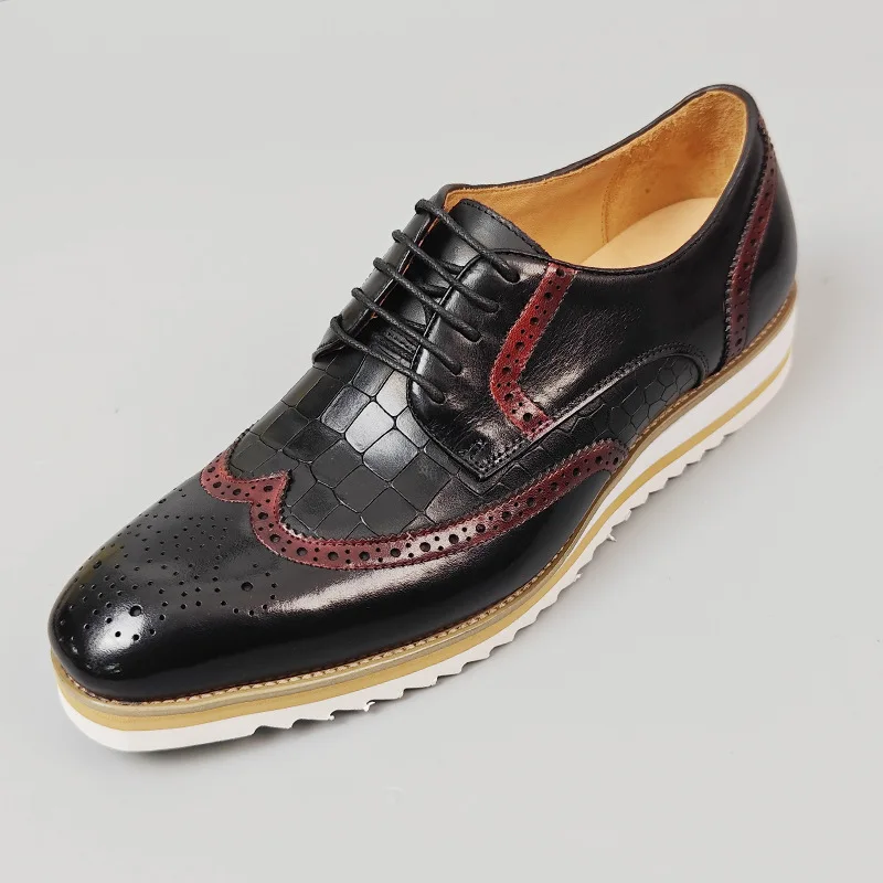 Genuine Brogue Leather Men Shoes High Grade Fashion Formal Office Oxford Male Footwear Pure Handmade Social Party Dress Man Shoe