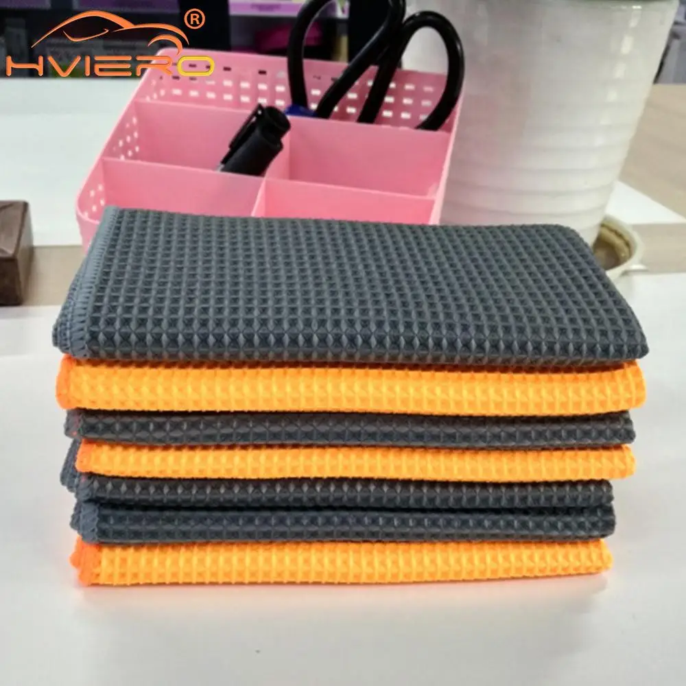 Pineapple Check Wipe Car Towel Glass Honeycomb Microfiber Waffle Wash Cloth Square Cleaning Maintenance Clean Absorbent 40*40cm