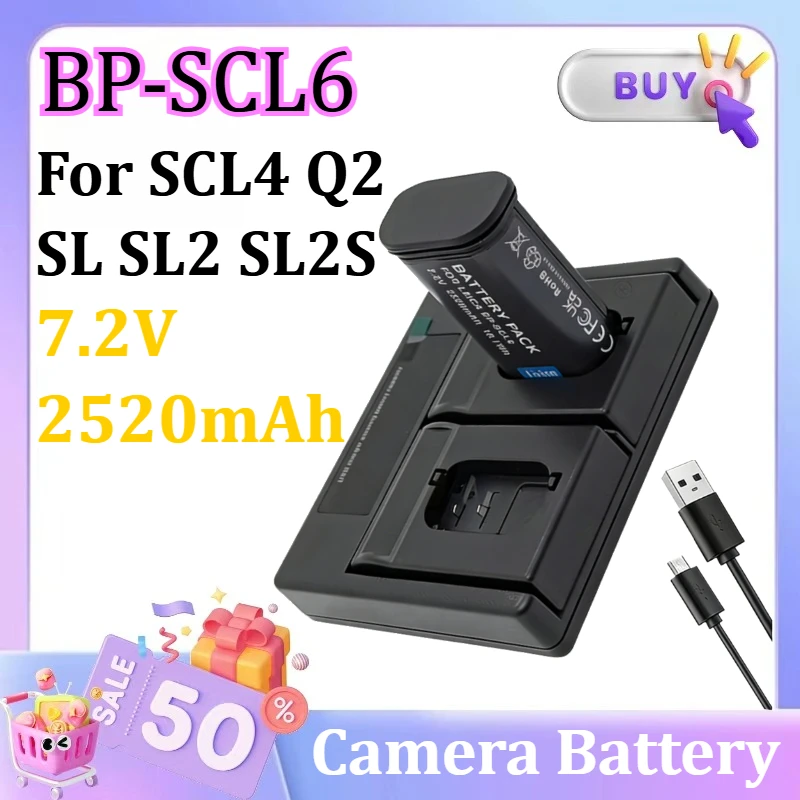 BP-SCL6 7.2V 2520mAh Battery Charger for Leica Q3 Q3 43 Q2 Camera Battery for SCL4 Q2 SL SL2 SL2S