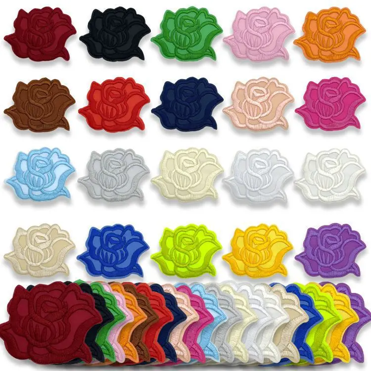 20 PCS Beautiful Rose Flowers Embroidery Iron On Patches For DIY Crafts Clothing Custom Stickers Stripes Applique Hole Repair Dr